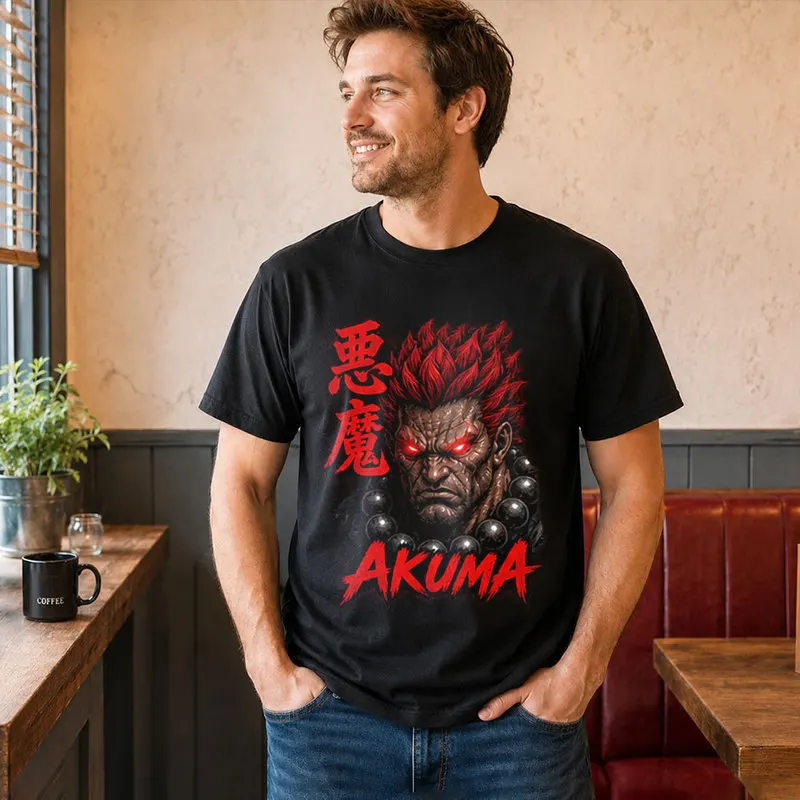 Akuma Street Fighter T shitr Cool Anime Gamer Gift 0813 Retro Arcade Fighting Game Tee Hadouken World Warriors Unisex Top S-6XL