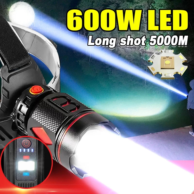 Most Powerful USB RechargeableLED Headlamp 10000000LM Super Bright High Power Waterproof Headlight Camping Fishing Head Lantern