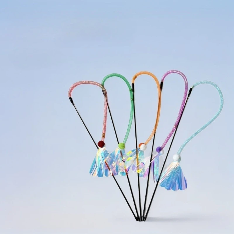 2 Stück Mix bunte elastische Netzröhre Katzenspielzeug Teaser Stick Haustierspielzeug
