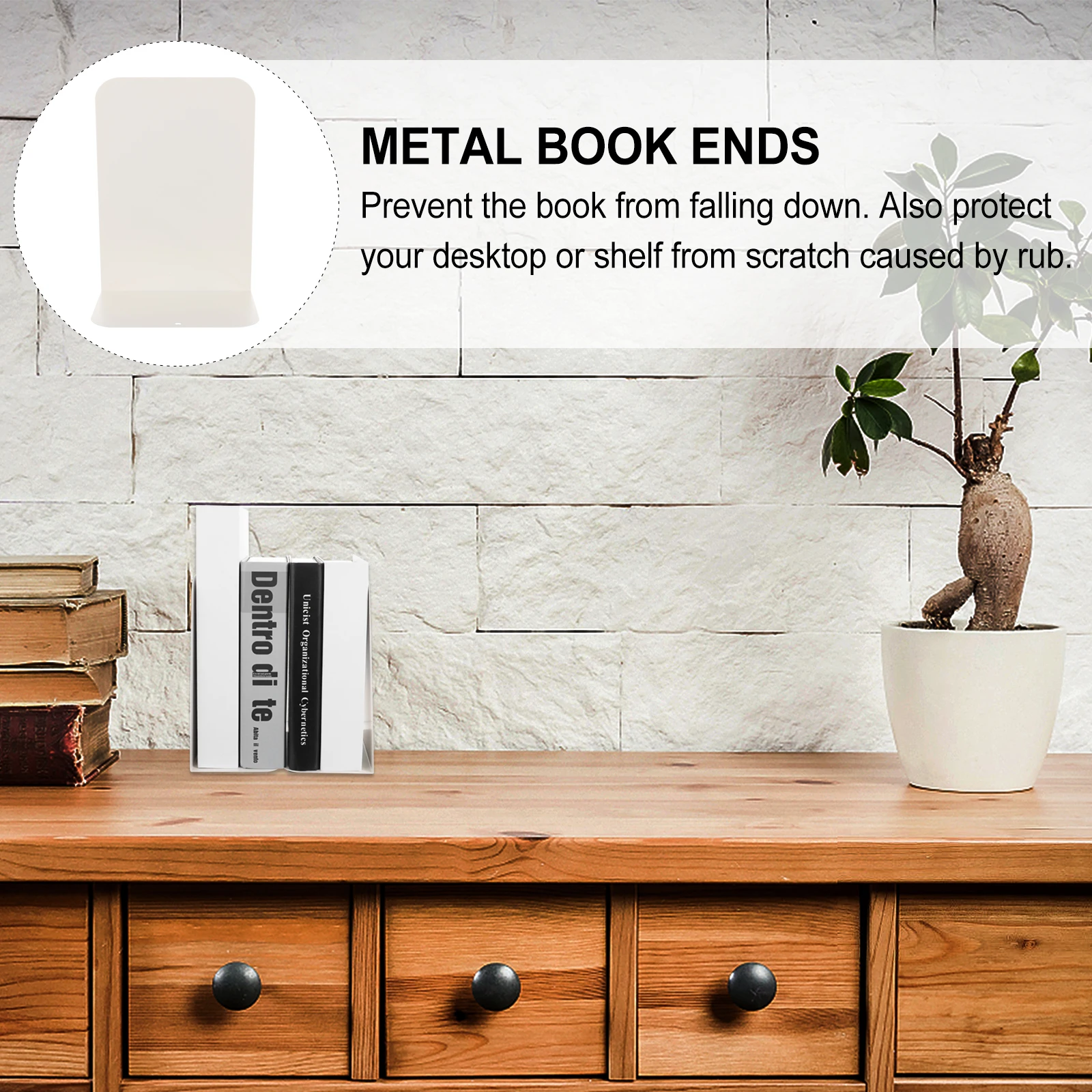 

2pcs Metal Bookends Simple Style Bookend For Office Supports Files Organizer Desktop Iron Bookend File