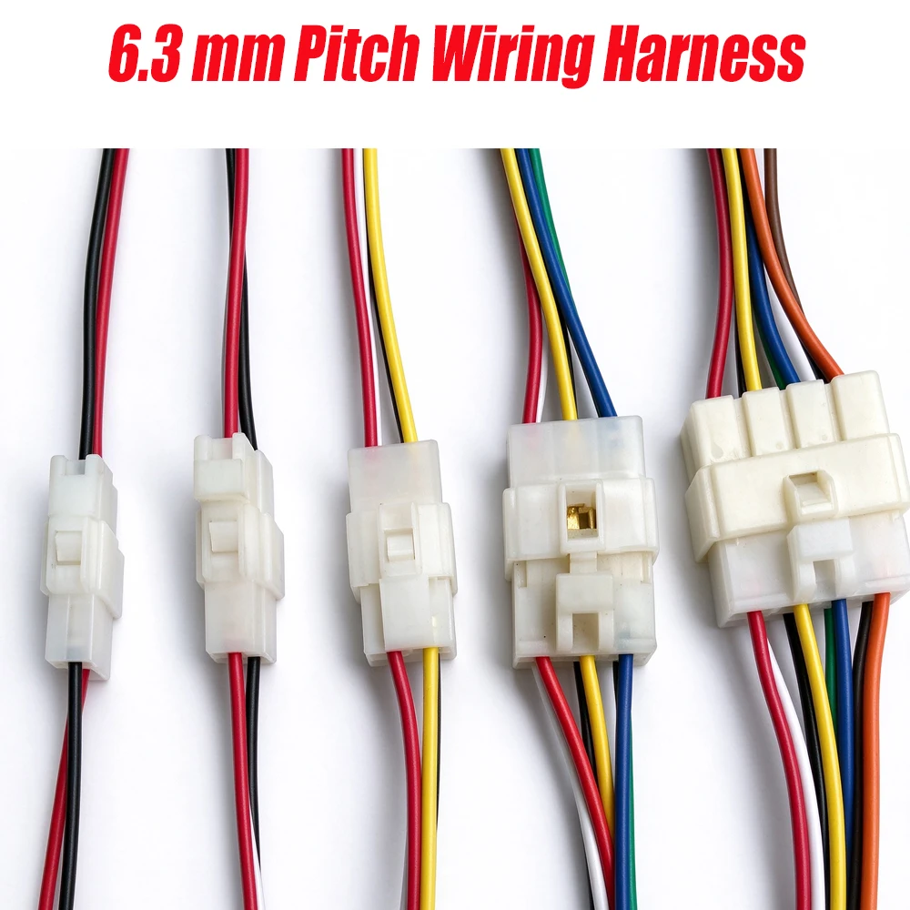10pcs 6.3MM Auto Connector Male Female Plug Wire Harness Motorcycle E-bike Electrical Cable Connector 2/3/4/6/8 Pin