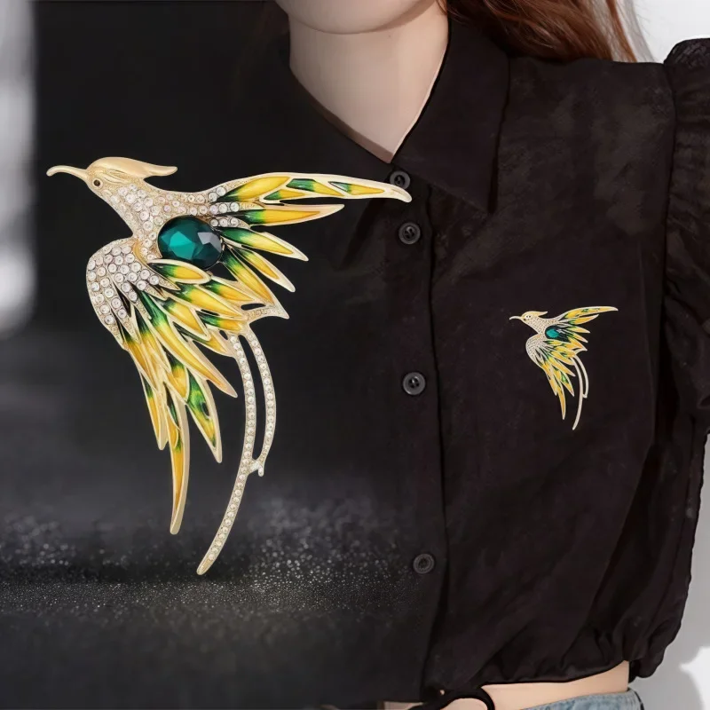 1Pc Exquisite Phoenix Brooch with Shiny Rhinestones Fashion Animal Brooches Pins for Women Jewelry Accessories Party Gifts 2025