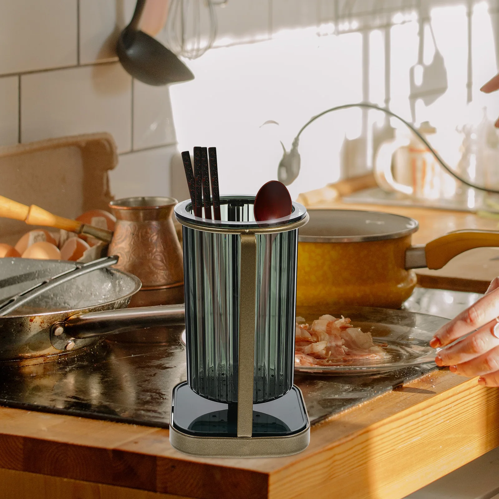 

Sturdy Chopstick Silverware Cage for Utensils Storage Container Countertop Organizer Draining Holes Household for Home