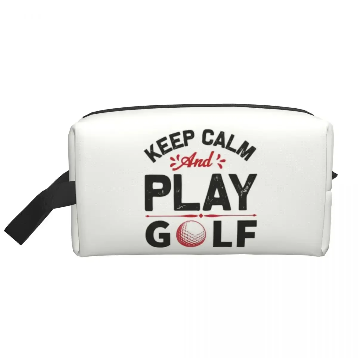 Keep Calm And Play Travel Cosmetic Bag Women Golfer Golfing Sport Makeup Toiletry Organizer Ladies Beauty Storage Dopp Kit