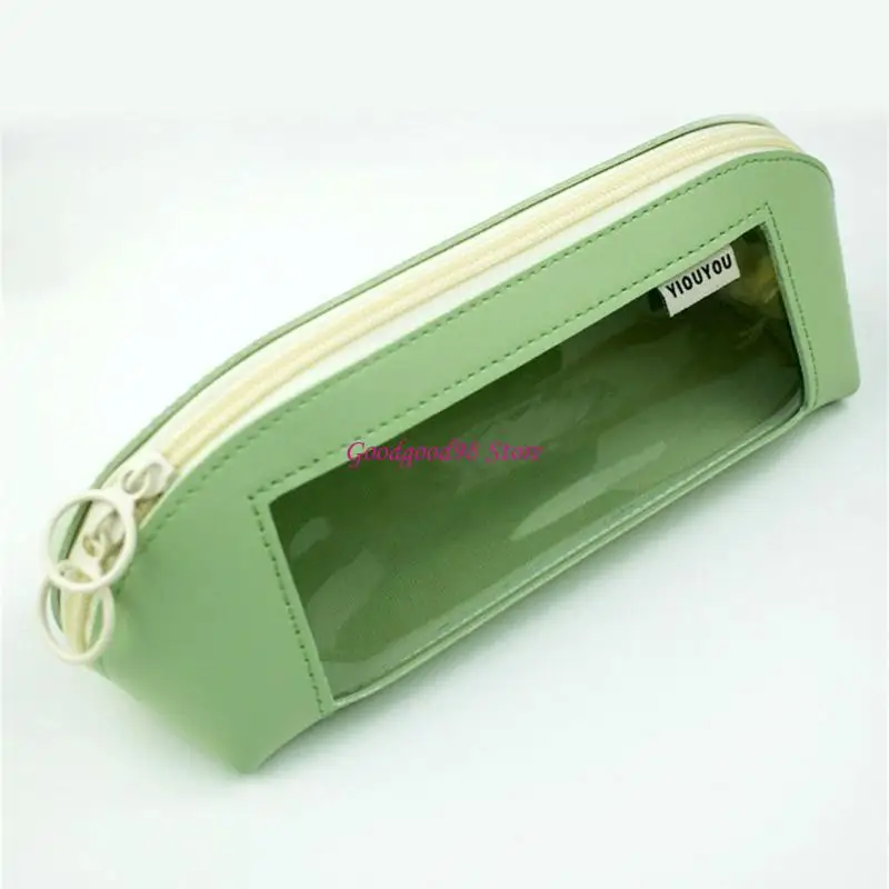 

Leather Pencil Case Large Compartment Pen Bag Water Resistant Clear Pen Pouches