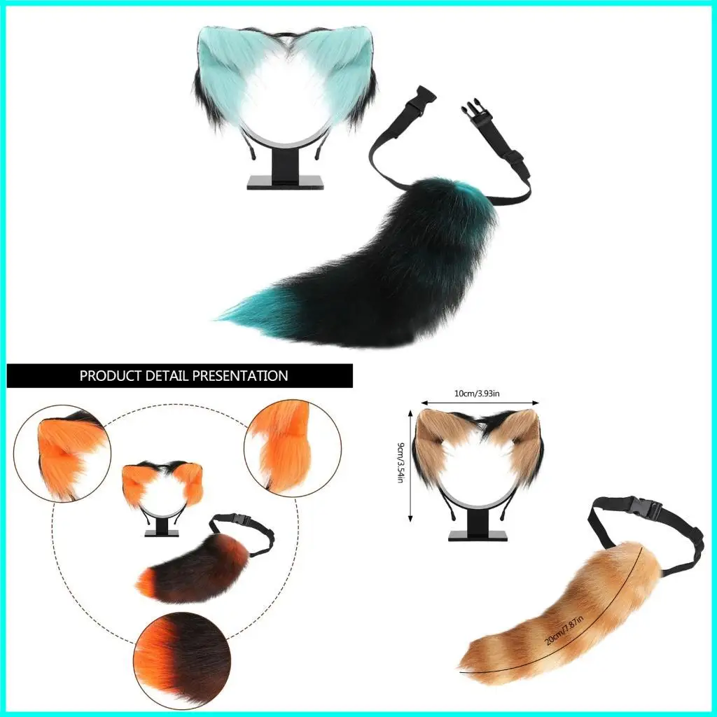 

Adult Animal Role Play Outfit Furry Animal Tail Costume and Plush Ear Headband
