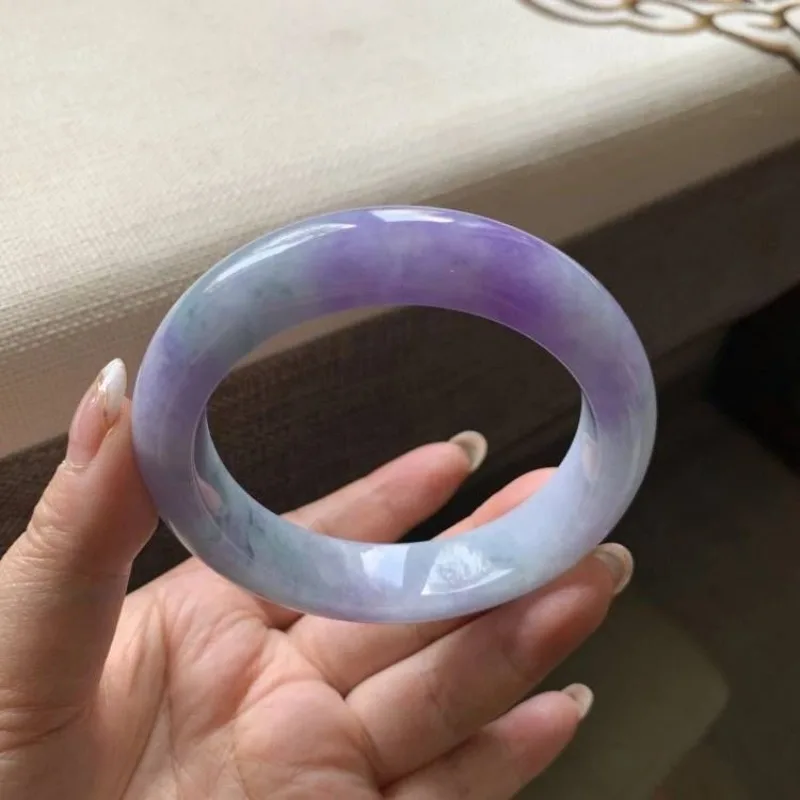 

High-grade jade Myanmar jadeite bracelet Ice waxy violet floating yang green jadeite bracelet Children's bracelet