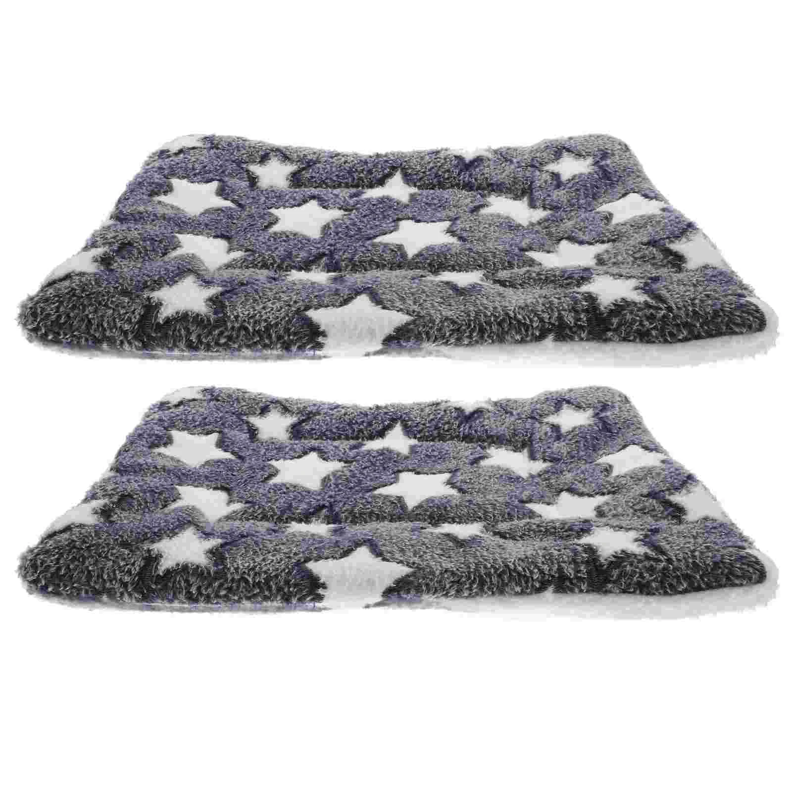 2 Pcs Pet Blanket Sleeping Pad Throw Rug Dogs Crate Bed Mat Sofa Covered Cushion Nest Fabric Autumn Winter