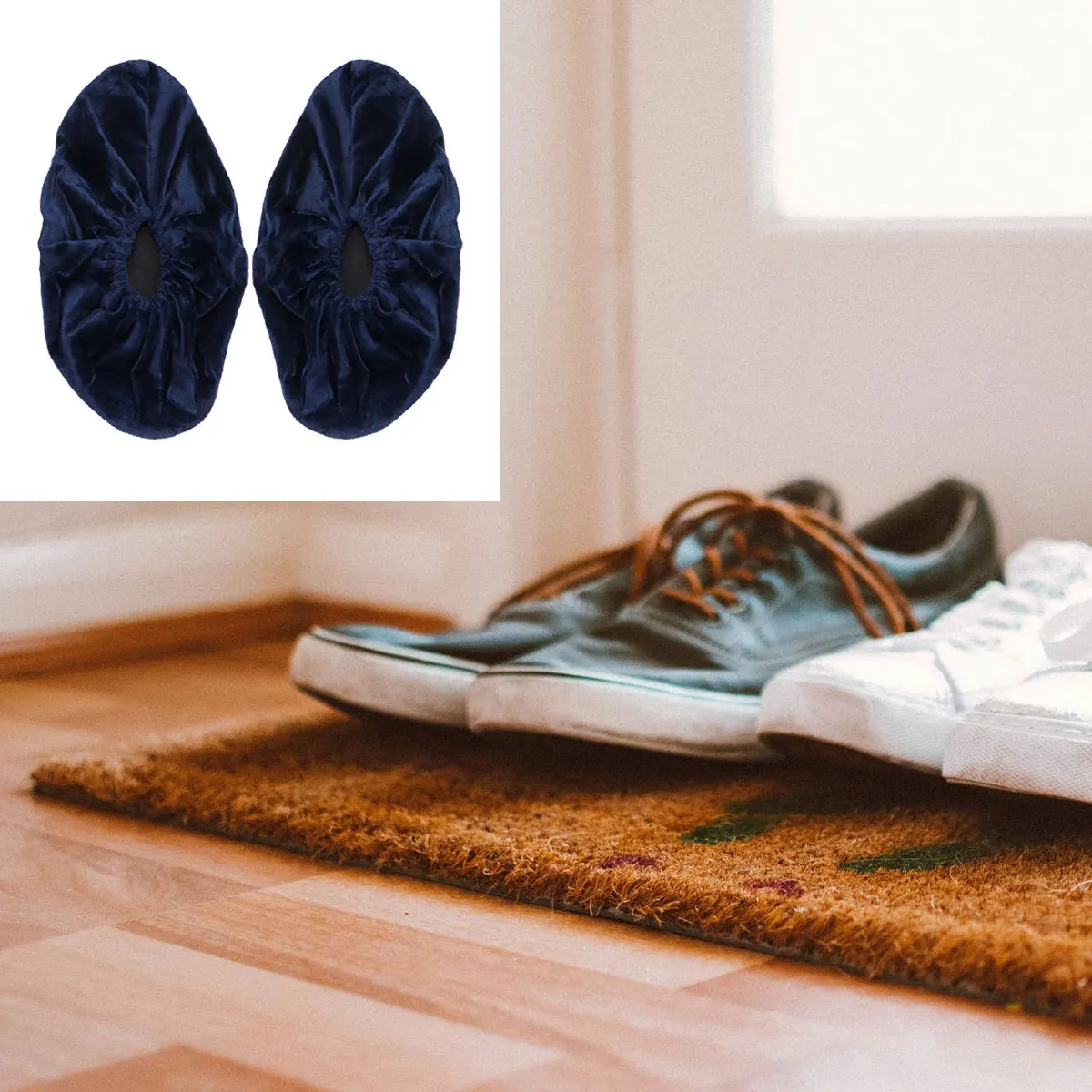5Pairs Anti-Slip Wear-Resistant Shoe Covers Flannelette Reusable Waterproof Rainproof Washable Foldable Non-Slip Elastic Band