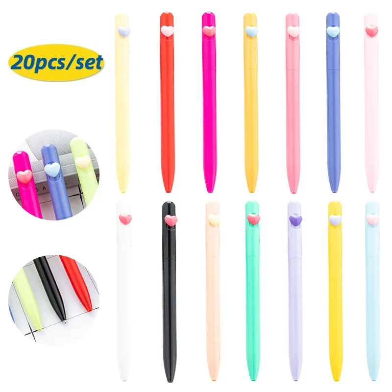 

20pcs Multicolor Love Plastic Ballpoint Pen Office Students Promotional Advertising Gift Pen Rotary Twist Love Ballpoint Pens