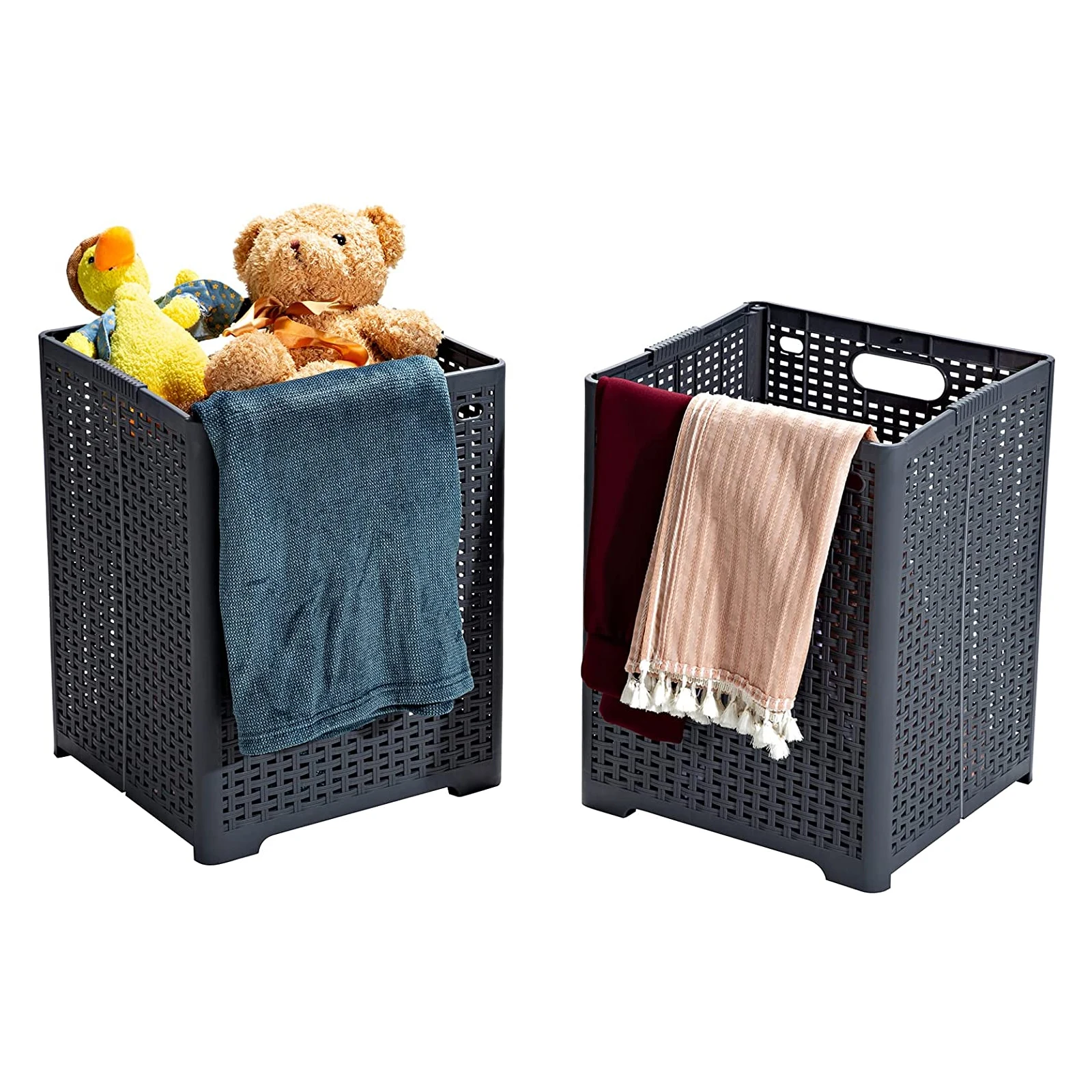 

Foldable Large Laundry Hamper, Hanging Laundry Baskets, Mesh Plastic Hamper With Handle, Portable Laundry Basket
