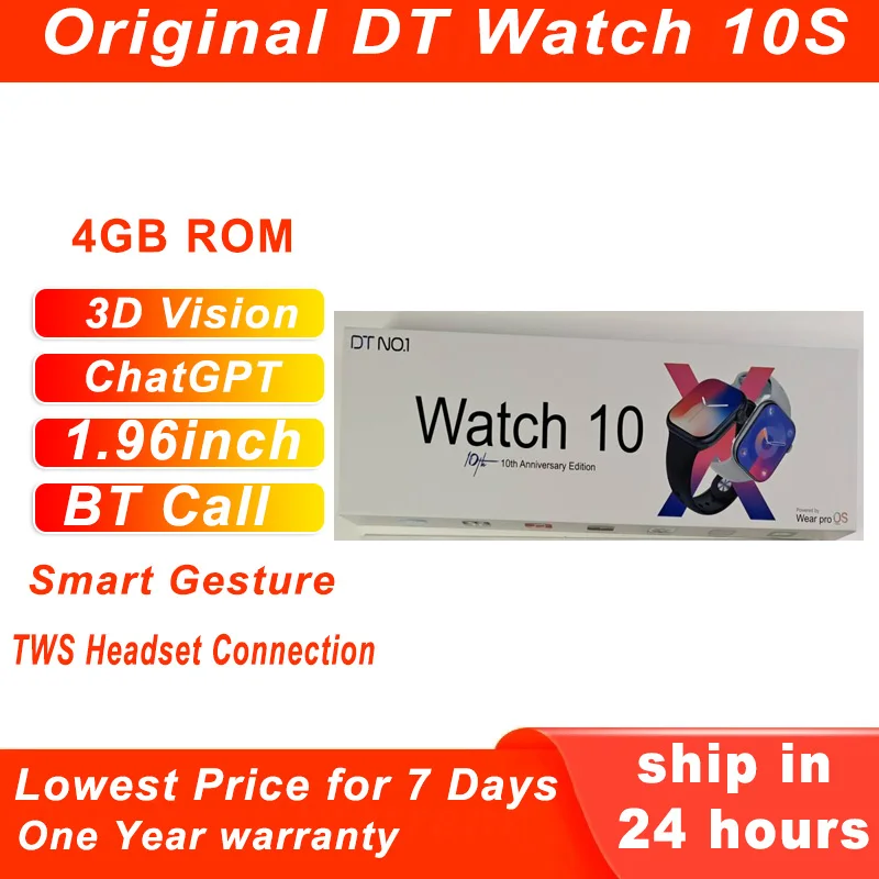 New DT Watch 10S Smart Watch 4GB ROM ChatGPT OS 11 BT Call Games Gesture Series DT Watch 10 TFT Version Smartwatch Men Women