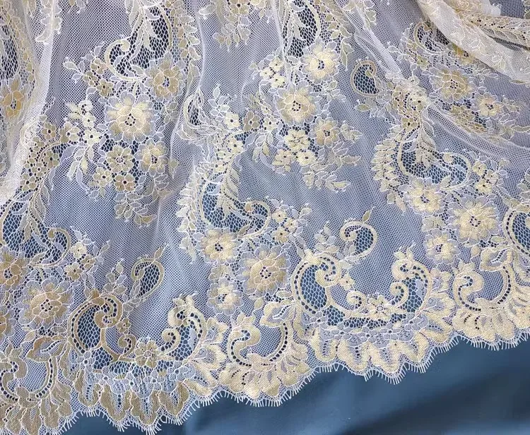 gauze eyelash lace fabric natural gold thread embroidery garment skirt curtain accessories cloth