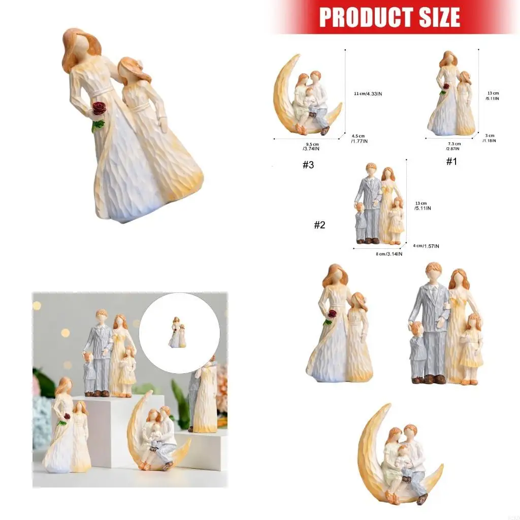62KD Parents Son Daughter Figurines Hand-Painted Resin Family Statue,Family Sculpture