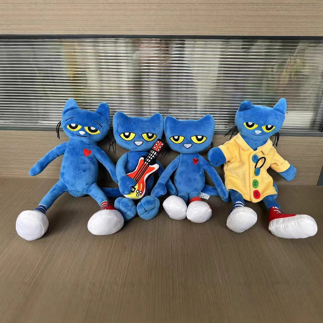 

Новая мультяшная улыбка Pete Cat, плюшевая игрушка, аниме, синий котенок, мягкая кукла, сопровождающая детские спальные куклы, детский подарок на день рождения