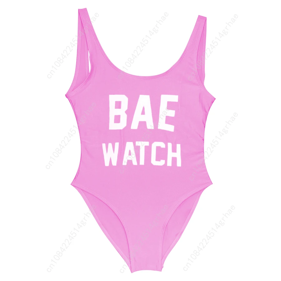 BAE WATCH Swimsuit One Piece Swimwear Women Red Monokini Sexy Letters Print Swimsuits
