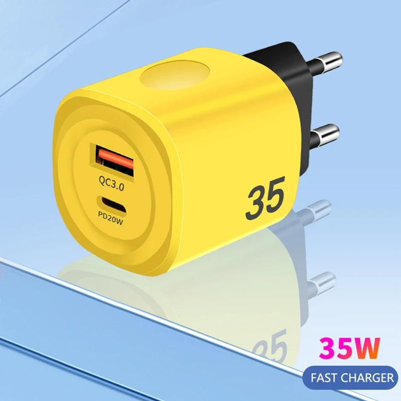 PD USB 35W 2-Port Quick Charge 3.0 tragbares Wandladegerät mit schneller Ladefunktion für iPhone 15, Samsung, Huawei, Xiaomi – Detail 2
