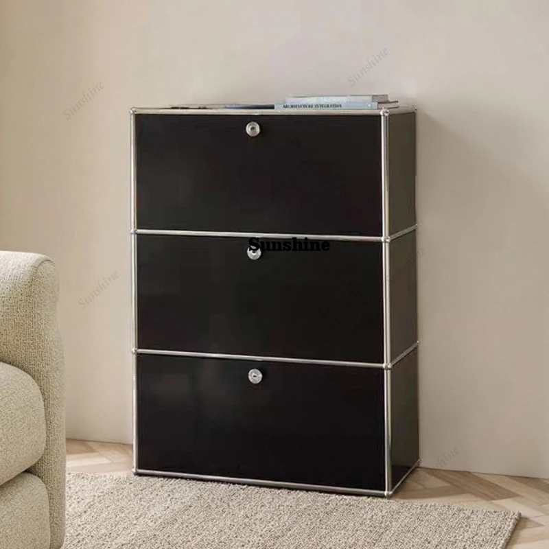 

Nordic black dining comfortable sideboard open cabinet module combination cabinet storage living room furnitur multifunctional