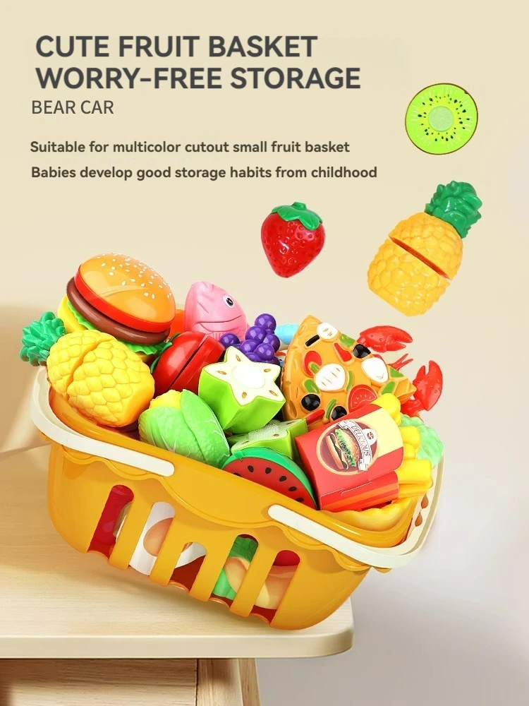 Kids Shopping Cart Trolley Play Set With Food Fruit Vegetables Accessories Play House Educational Toy Simulation Gifts for Girls