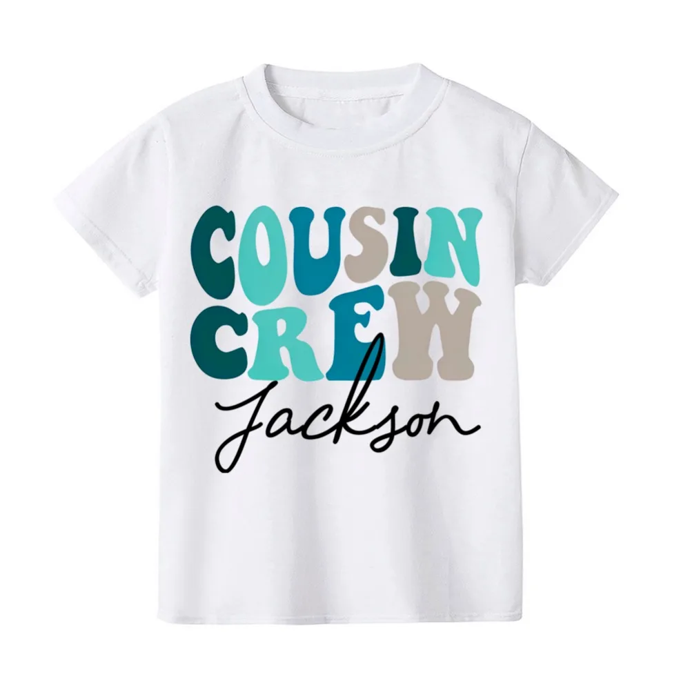 Personalized Family Brother Sisters Cousin Crew Outfit Custom Name Casual Short Sleeve Family Set Kids T-shirt+ Baby Romper