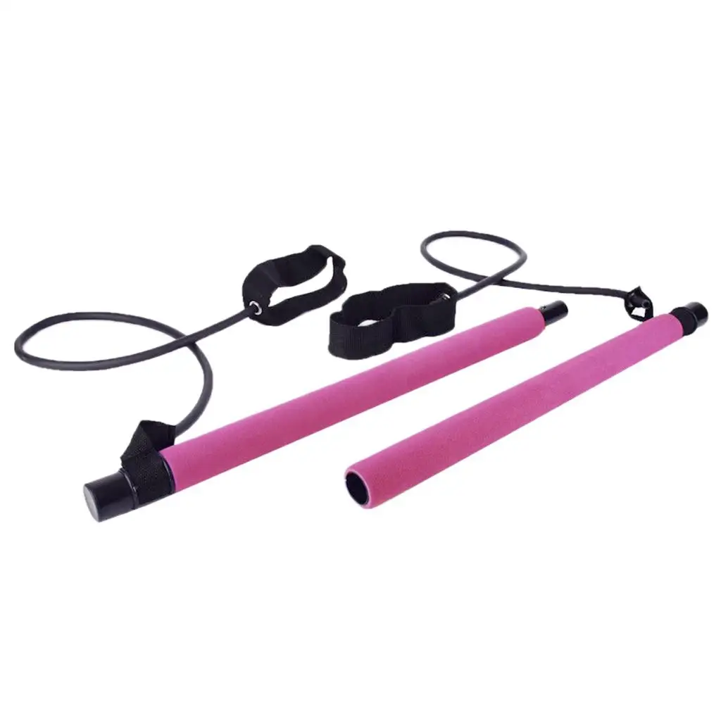 Pilates Bar  Yoga Resistance Band Tube Exercise Stick  Booty Trainer