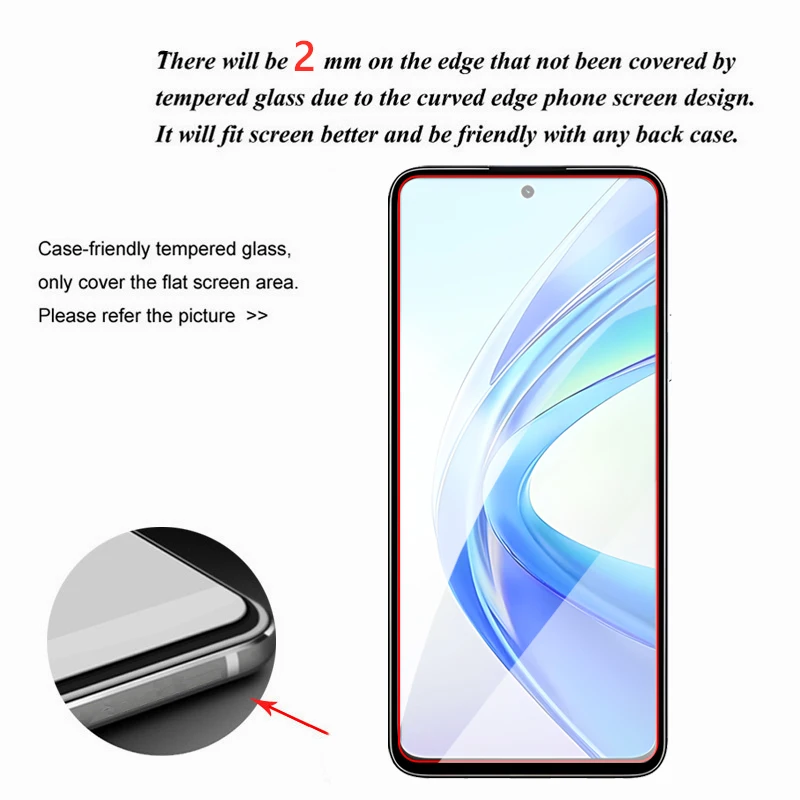 For Honor X7b 4G Glass For Honor X7b Tempered Glass 6.8 inch Full Glue Transparent HD Screen Protector For Honor X7b Lens Film