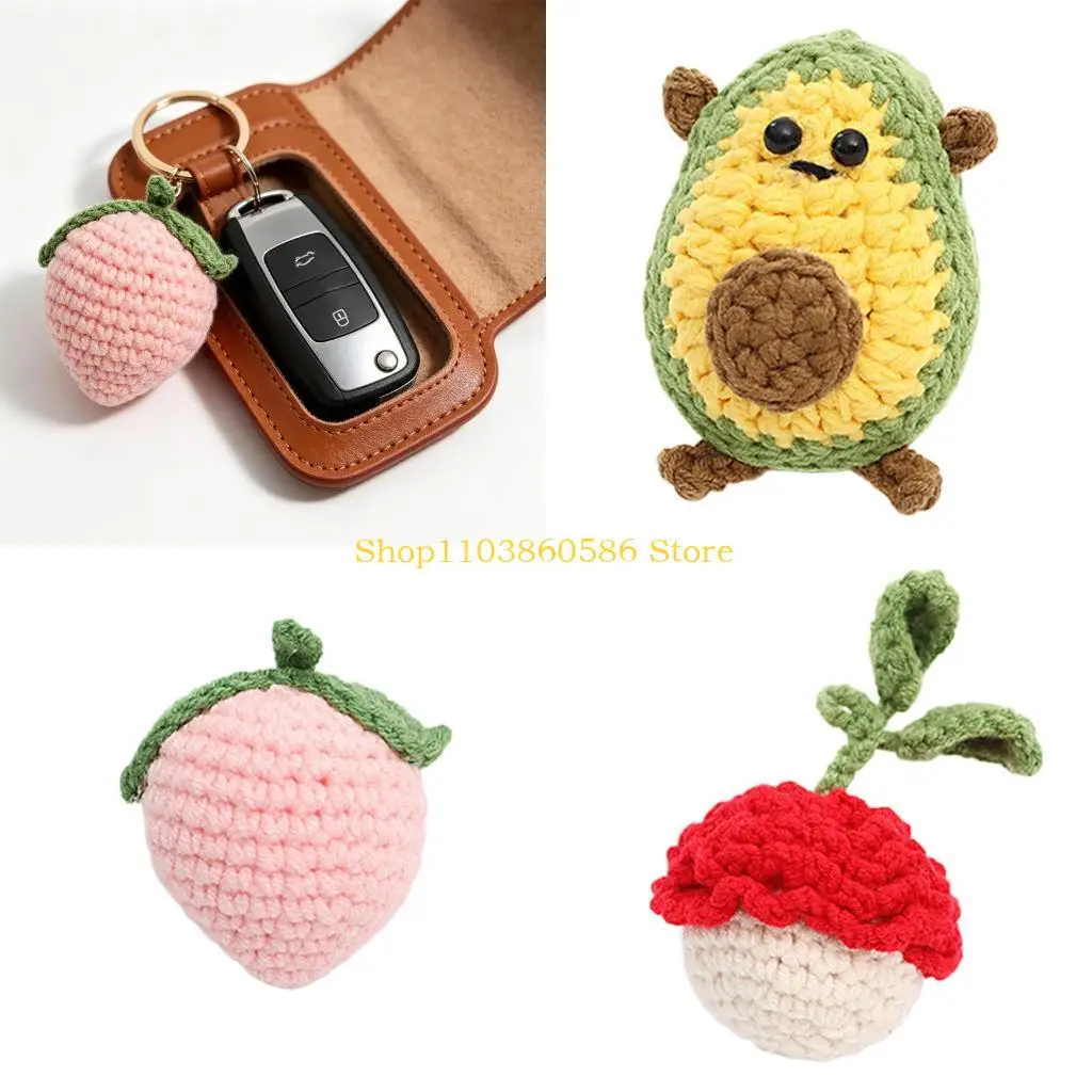 242A Hand Knit Keychain for Car Key Yarn Woven Accessory Lucky Meaning Excellent Gift for Drivers & Friend