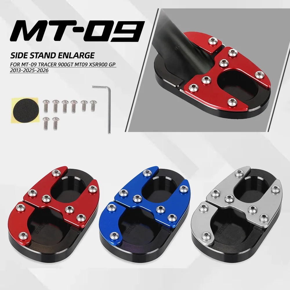 Motorcycle CNC Kickstand Foot Side Stand Enlarge Extension Plate Pad For YAMAHA MT-09 TRACER 900GT MT09 XSR900 GP 2013-2025-2026