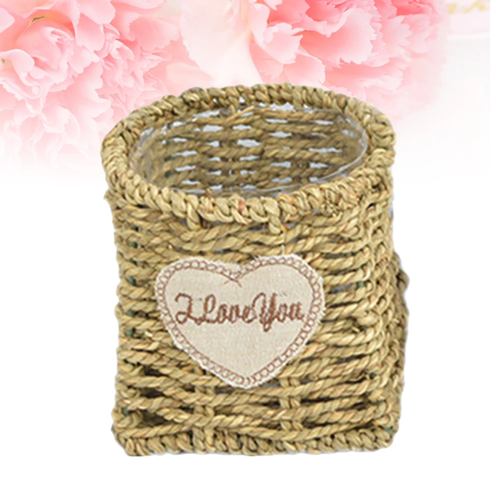 

Wicker Flower Basket Natural Rattan Vase Container Square Decorative Pots for Plants Willow Storage Basket Eco Friendly