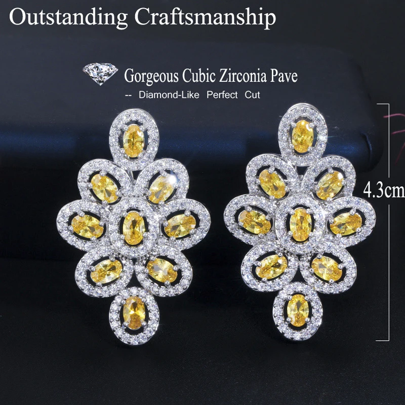 ThreeGraces Fashion Shiny Blue Cubic Zirconia Big Flower Stud Earrings for Ladies Elegant Bridal Party Costume Jewelry E1813