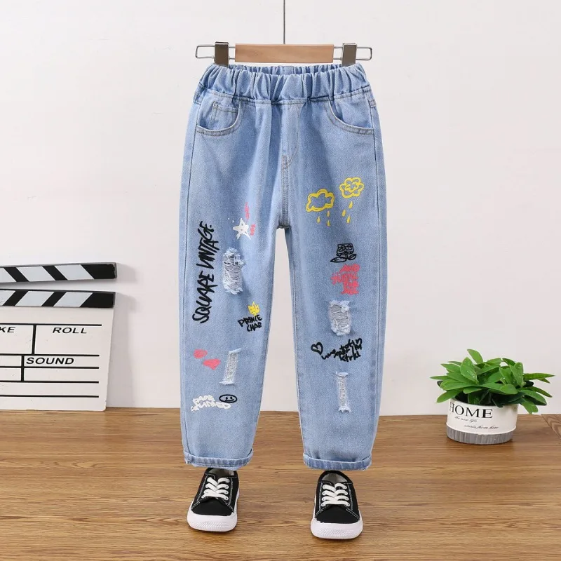 

Children's Jeans Pants Fashion Design and Quality Craftsmanship Kids Cartoon Denim Trousers 3 4 5 6 7 8 9 10 11 12 13 Years