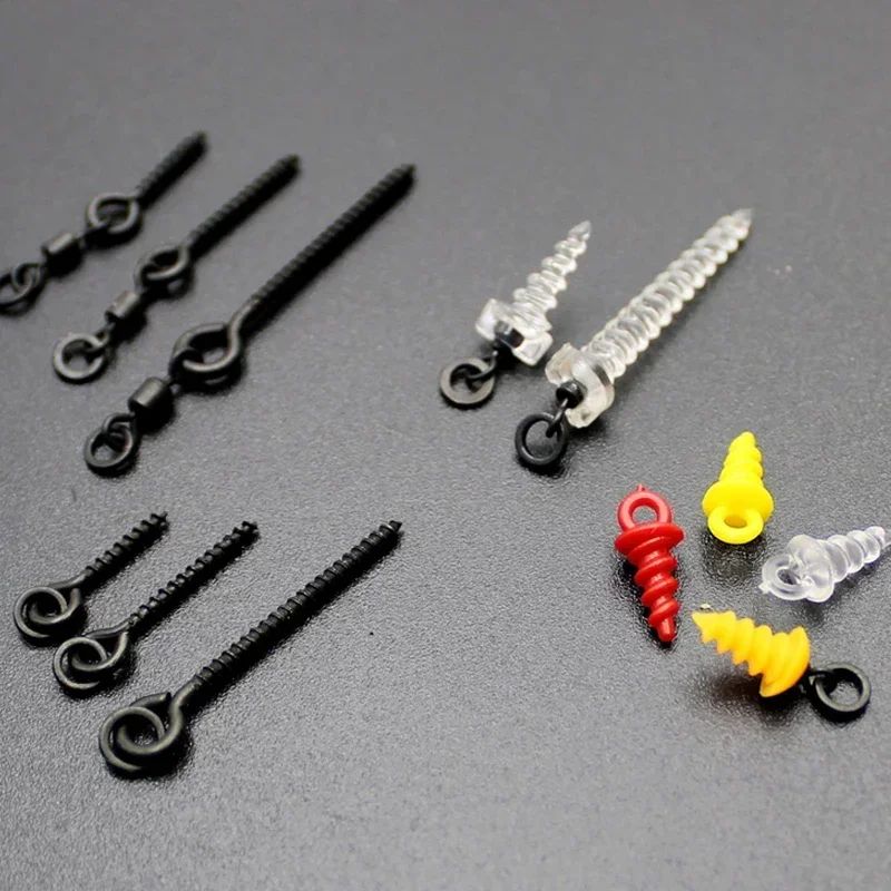 

Bait Screws With Ring Swivel Carp Fishing Hiar Ronnie Rig For Rig Tool Pop UP Boilies Hook Stops Beads Method Feeder Tackle