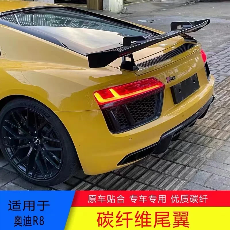 For  Audi R8 modified carbon fiber small encircle stereo GT large tail fixed wing spoiler