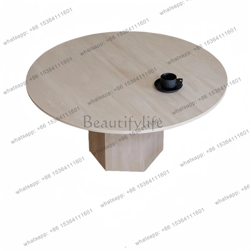 YJ Furniture Home Round Aesthetic Coffee Table Premium Trendy Luxury Mid Century Coffee Table Retro Design Table Basse Salon
