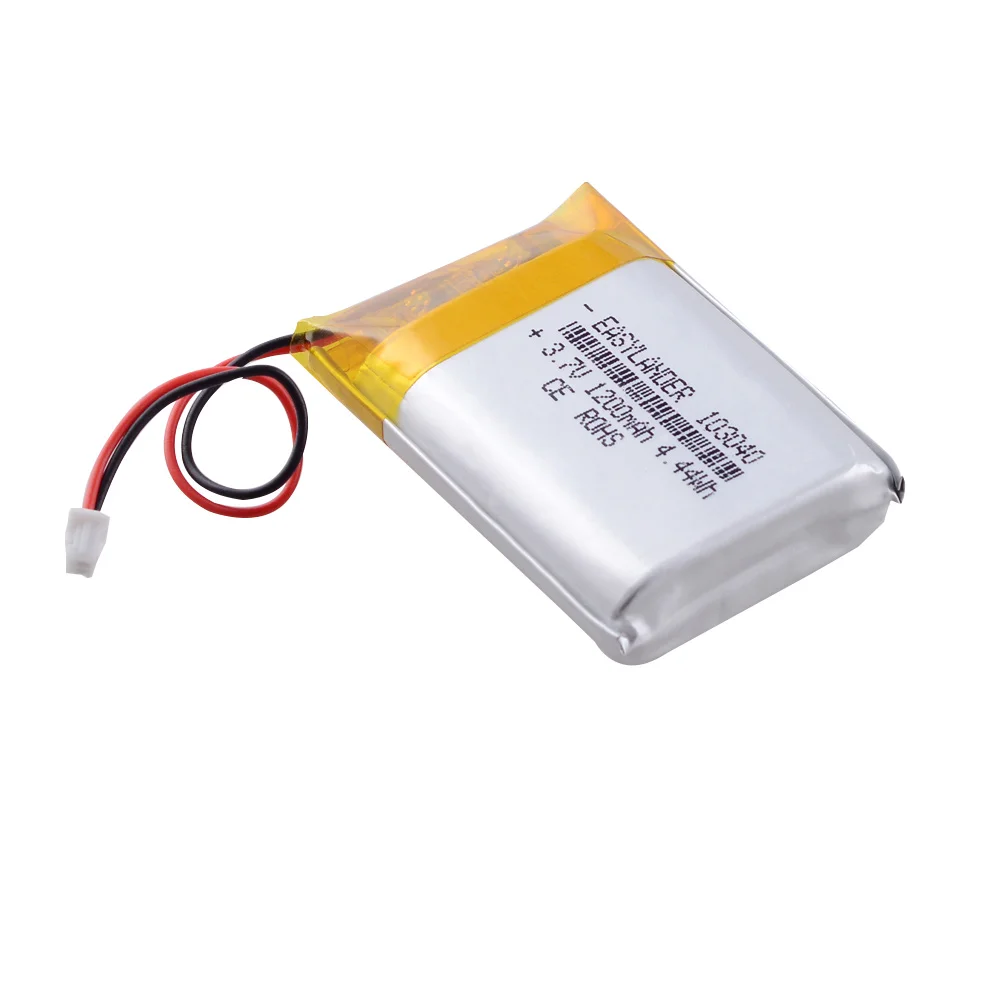 JST1.25 2P 103040 3.7V 1200mAh Rechargeable Lithium Li-ion Polymer Battery