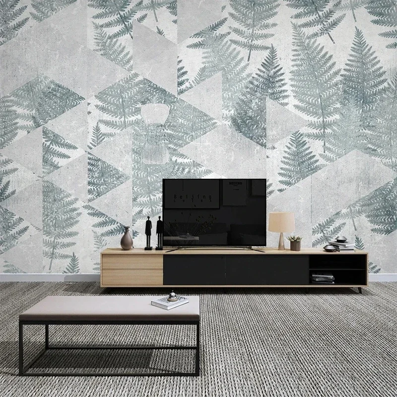 3D Wallpaper Nordic Style Tropical Plants Leaf Geometry Painting Mural Papers for Room Decor Bedroom Wall Cladding Improvements