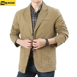 Chaqueta de traje Harajuku para hombre, chaqueta vaquera de algodón vintage, ropa de marca a la moda, abrigo ajustado con cuello en V, desbloqueado, primavera y otoño, 2023