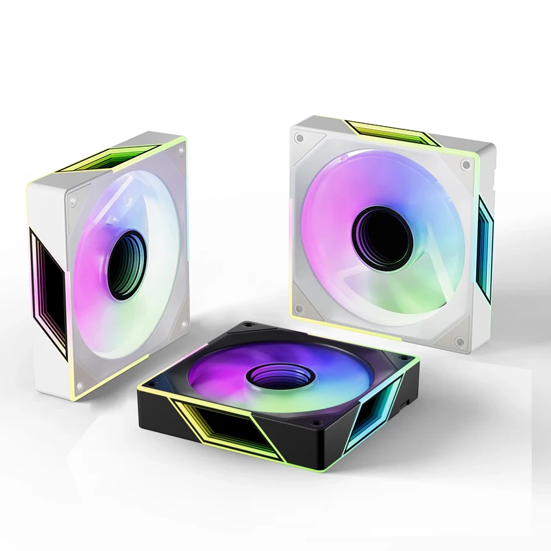 

120MM ARGB Computer Case Fan Cyclic Mirror Light Effect Gaming PC Black/White High quality Chassis Fan 12V DC