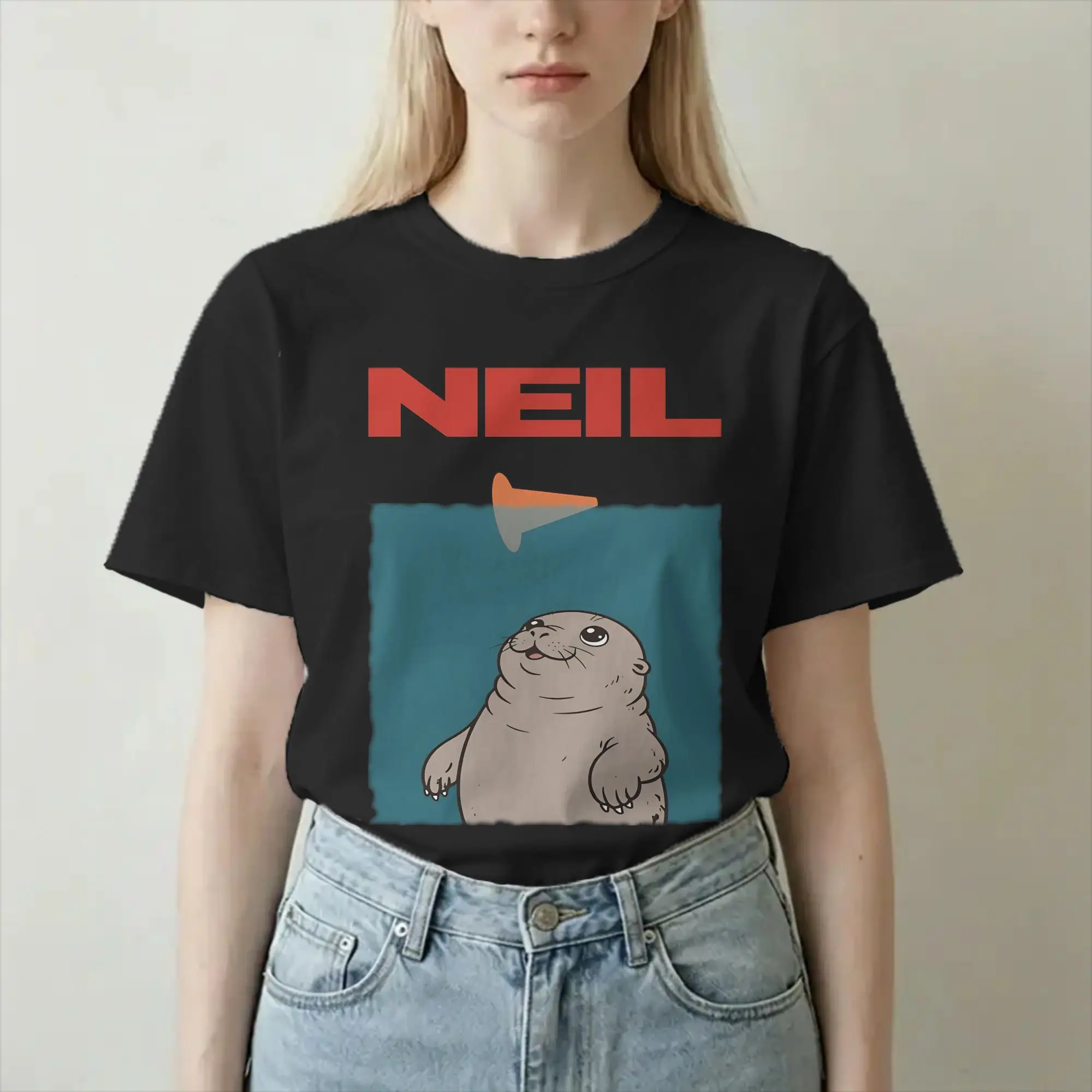 Men Women's Neil The Seal Kawaii T Shirts  Pure Cotton Clothes Fun Short Sleeve O Neck Tees Classic T-Shirt