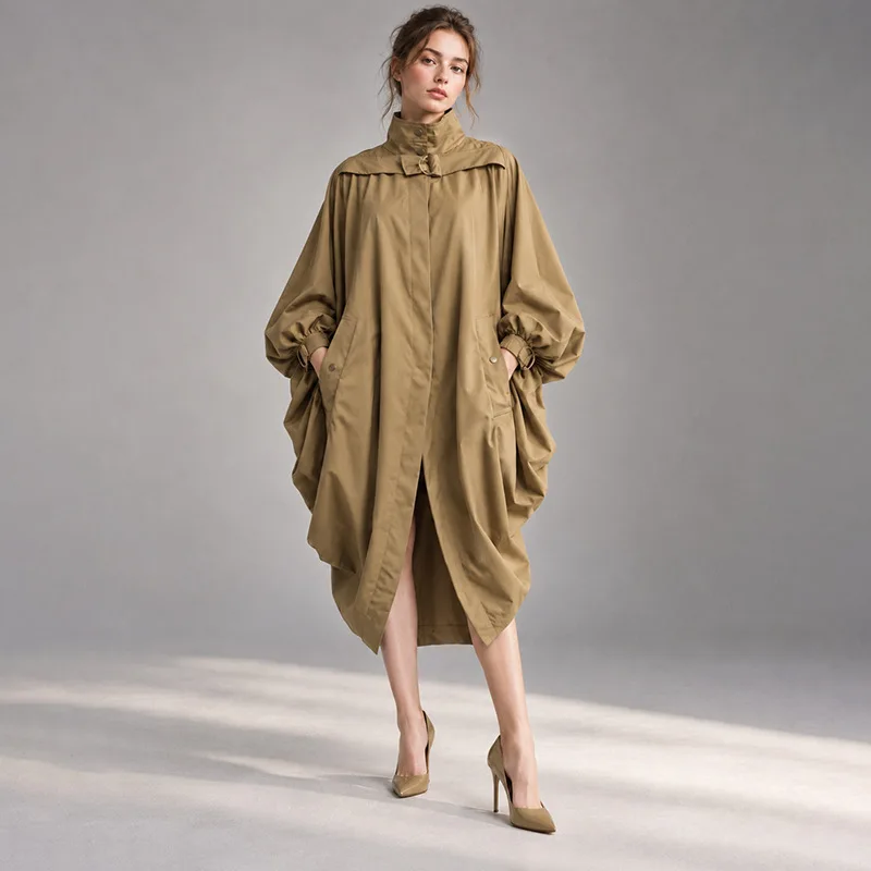 Korean-style Designer Outerwear For Women, 2026 Autumn. New Collection, Featuring A Unmatched And Trend Pleated, Loose-fitting