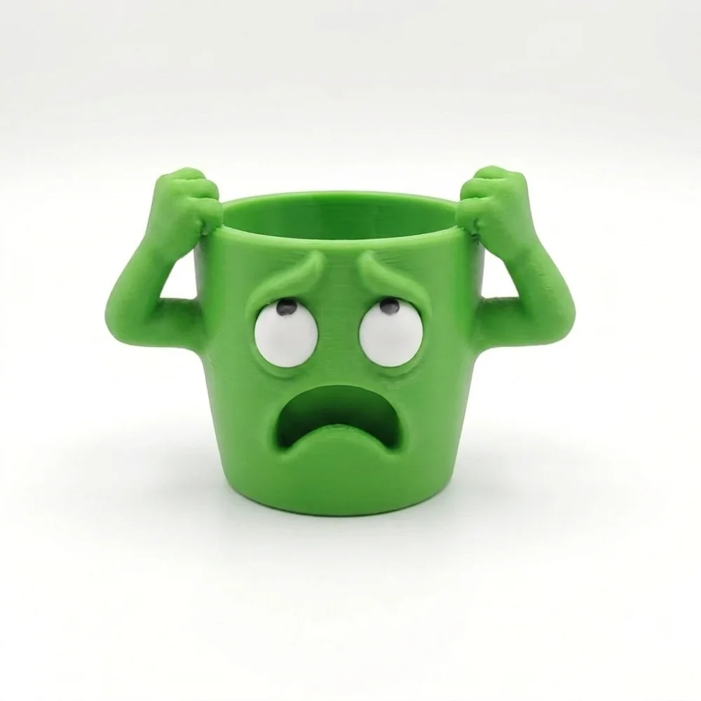 3D Printed Funny Face Succulent Planter Humorous Face Lifelike Shocked Expression Plant Pot Plastic Novelty