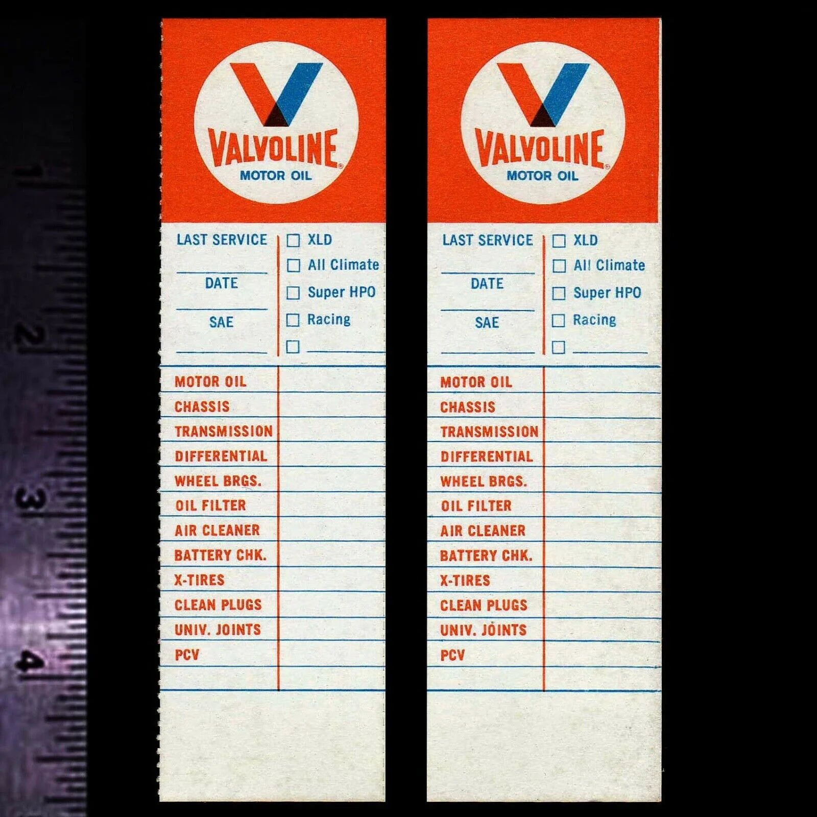 For x2 VALVOLINE Motor Oil - Set of 2 Original Vintage Racing Service Decals/Stickers