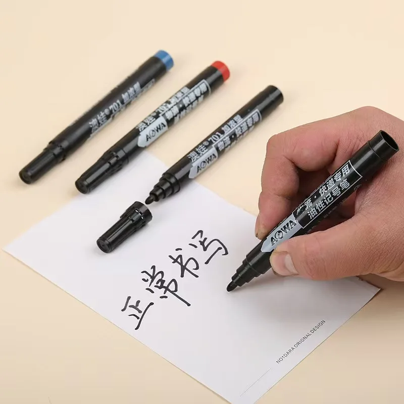 

100pcs Fine Point Permanent Marker Pens 1.5mm Waterproof Oil-Based Ink Black Blue Red Colors round Toe for Business Supplies
