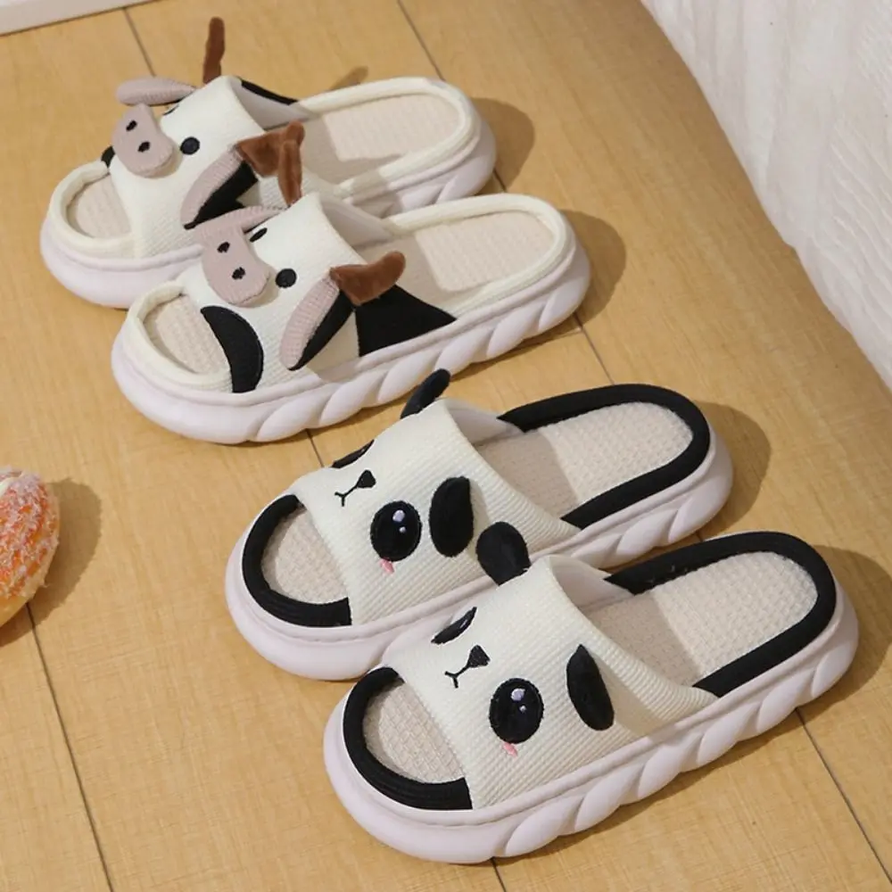 Casual Non-Slip Cartoon Cow Capybara Slippers Cartoon Soft Cow Linen Slippers Animal Kawaii Animal Pillow Slides Girls