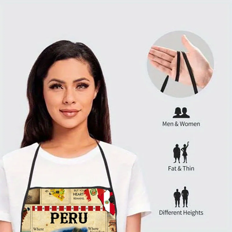 1 قطعة بيرو تحت عنوان الكولاج إقتباس طباعة أكمام البوليستر المئزر للطهي المنزلي والخبز والاحتفالات الثقافية #5