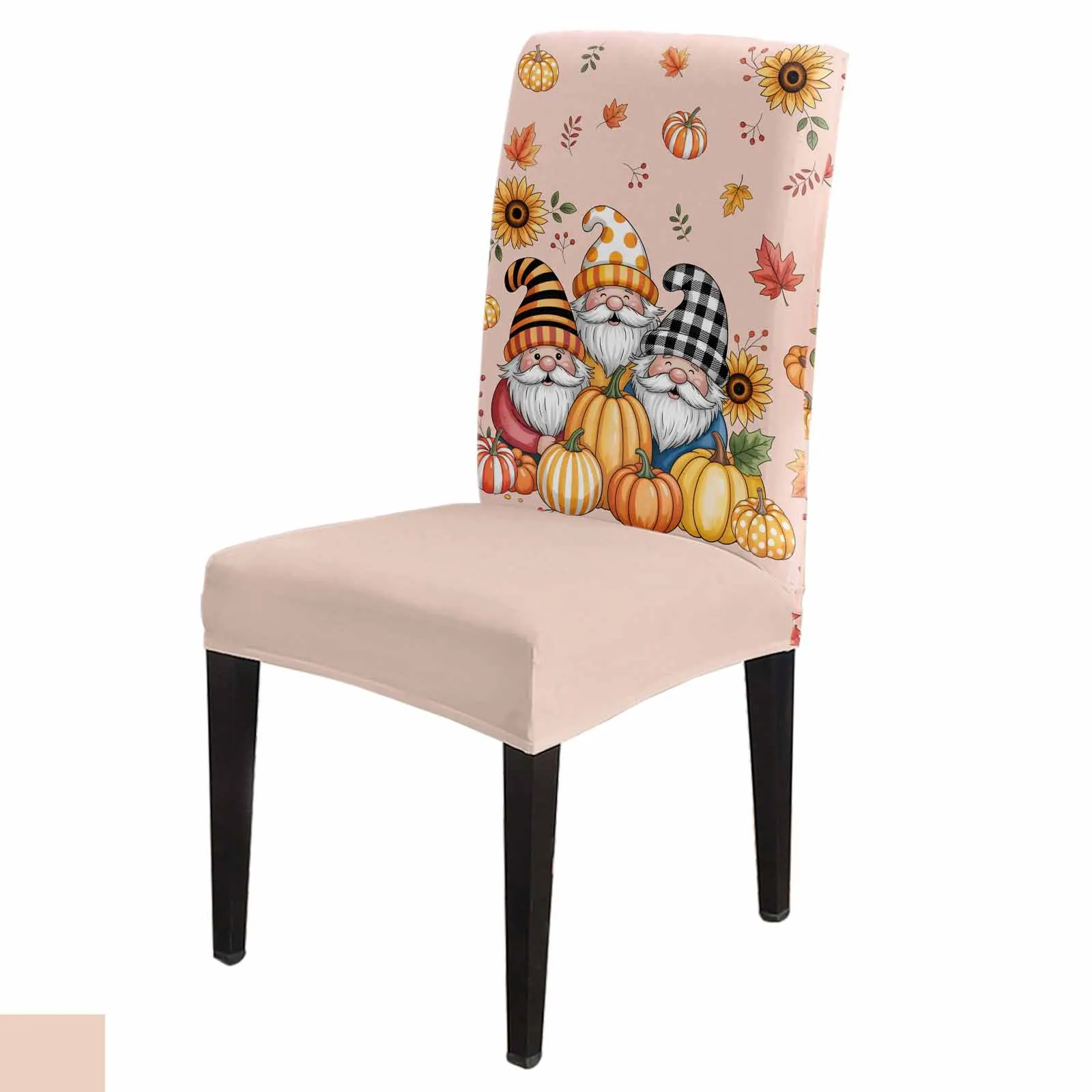 

Maple Leaf Gnome Pumpkin Spandex Chair Cover Office Banquet Chair Protector Cover Stretch Chair Cover for Dining Room