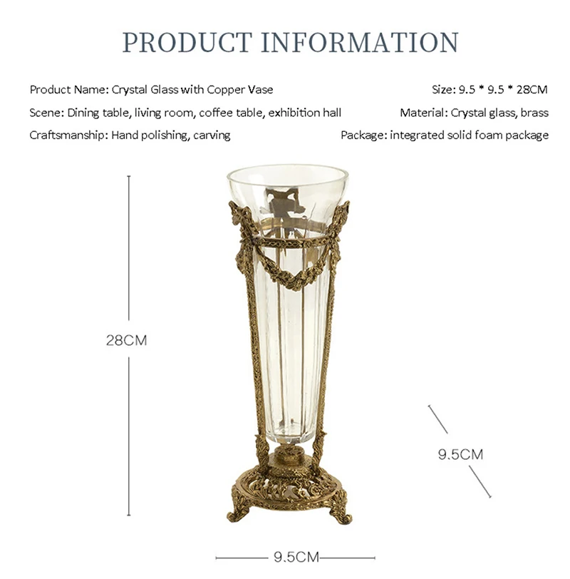 Living Room High-end Luxury European Vase Home Decoration Crystal Glass Vase Desktop Decoration