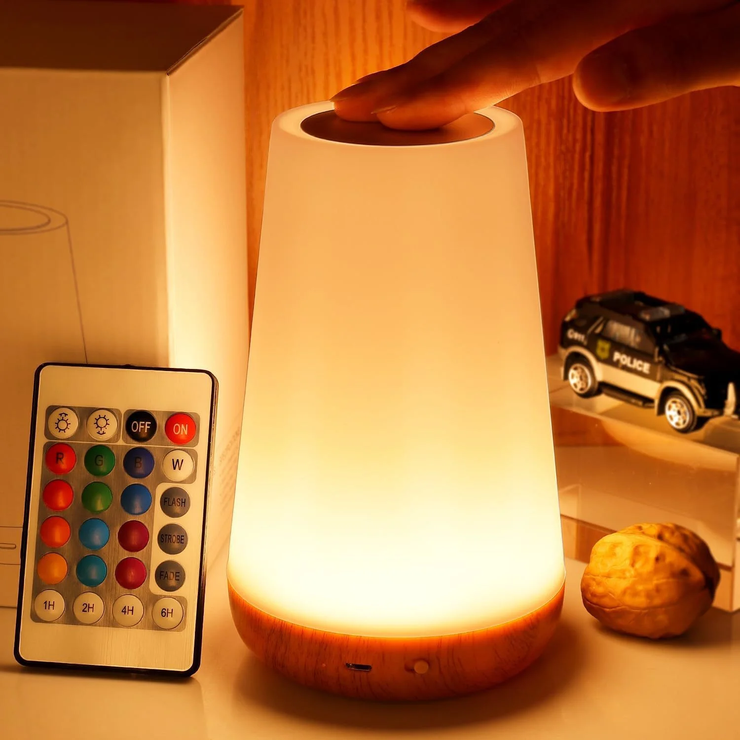 Nachtlicht mit 13 Farbwechseln, Fernbedienung, Touch-USB, wiederaufladbar, RGB-Nachtlampe, dimmbare Lampe, tragbare Tisch-Nachttischlampe