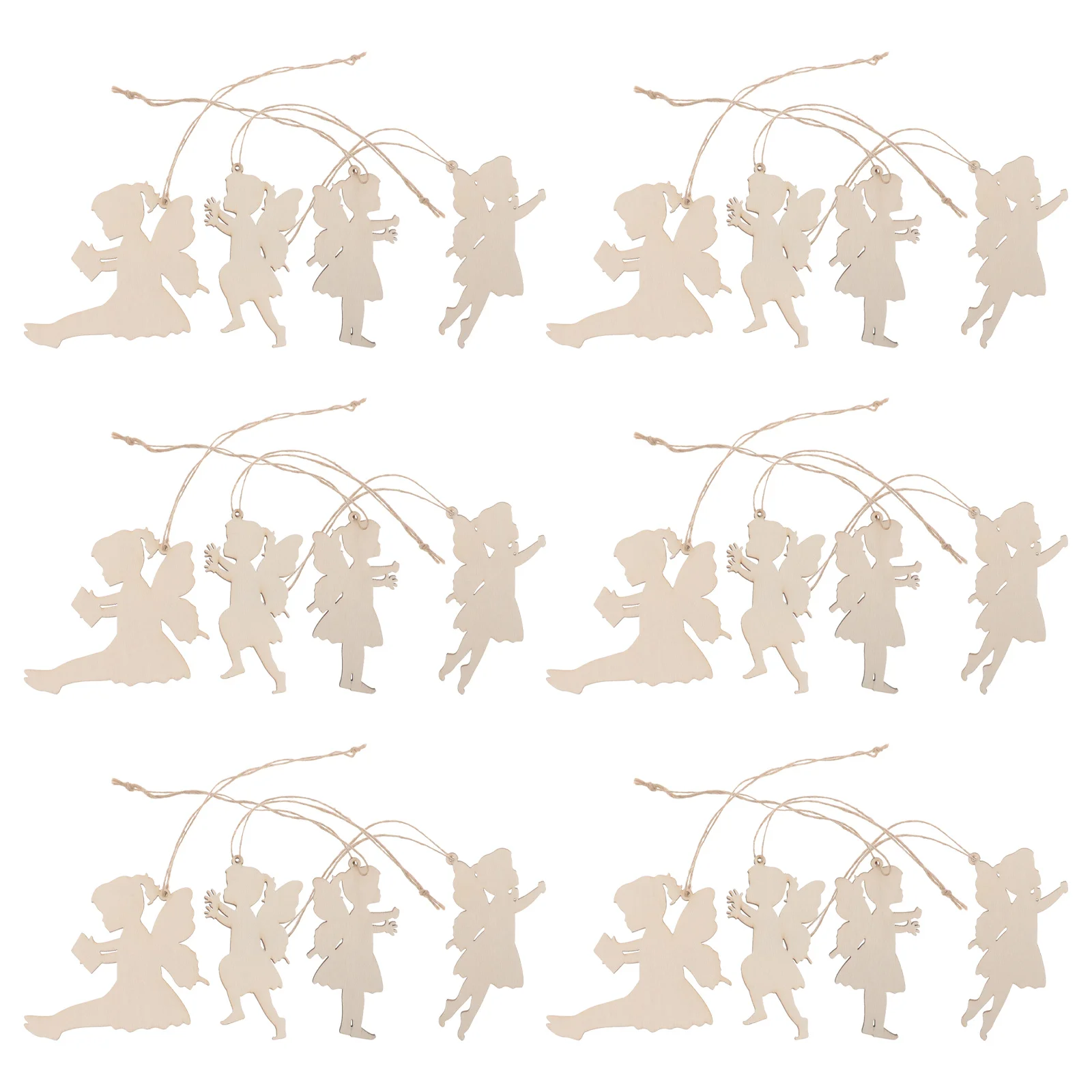 

24 set Wooden Fairy Crafts Miniature Fairies Handcrafted Paintable Cutouts Kids Classroom Nursery Home Garden Decoration Wood
