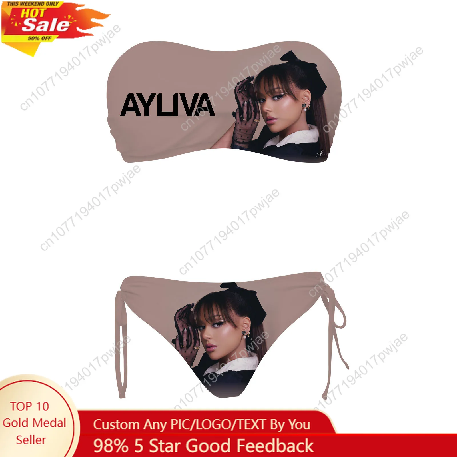 

Ayliva Schwarzes Herz Wunder Custom Swimsuit Womens Drawstring Two Piece Set Bathing Suits Swimwear Pool Beach Bikini Beachwear
